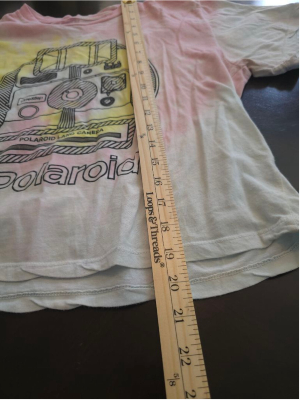 Retro Polaroid Tie-Dye Short Sleeve Crop Waist Tee M White Yellow Pink Summer - Picture 3 of 7